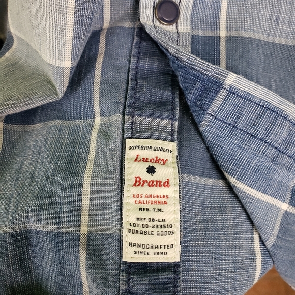 Men's Lucky Brand Blue Checkered Plaid California Fit Button up Shirt sz 2xl - Picture 9 of 12